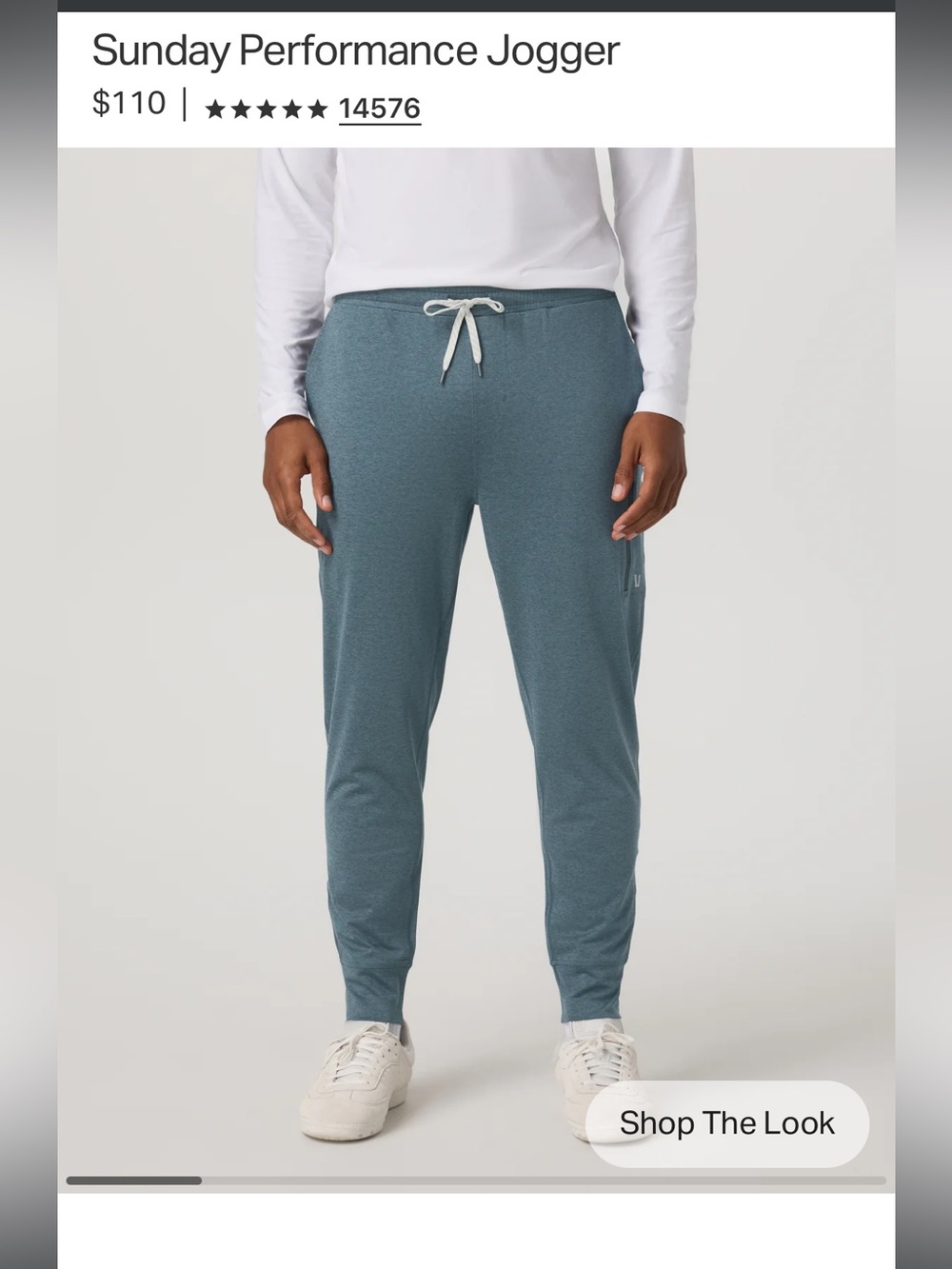 Vuori Men's Sunday Performance Performance Jogger 28” In Blue Sea Heather Size L